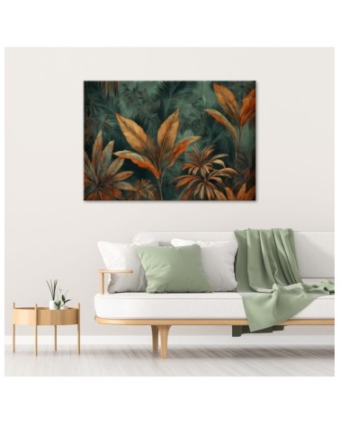 Nowoczesny obraz do salonu - Pomarańczowe liście tropikalne | Feeby.pl