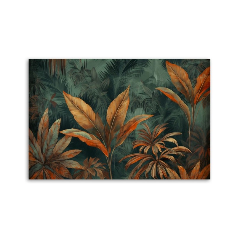 Nowoczesny obraz do salonu - Pomarańczowe liście tropikalne | Feeby.pl