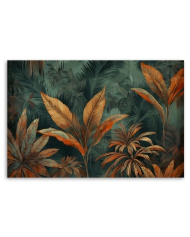 Nowoczesny obraz do salonu - Pomarańczowe liście tropikalne | Feeby.pl