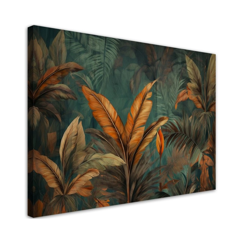 Obraz do salonu nowoczesny - Tropikalne liście kwiaty | Feeby.pl