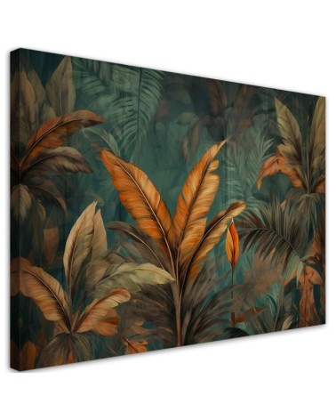 Obraz do salonu nowoczesny - Tropikalne liście kwiaty | Feeby.pl