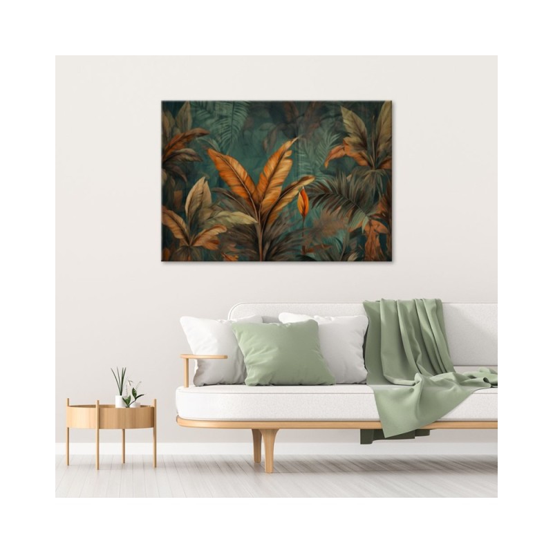 Obraz do salonu nowoczesny - Tropikalne liście kwiaty | Feeby.pl