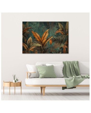Obraz do salonu nowoczesny - Tropikalne liście kwiaty | Feeby.pl