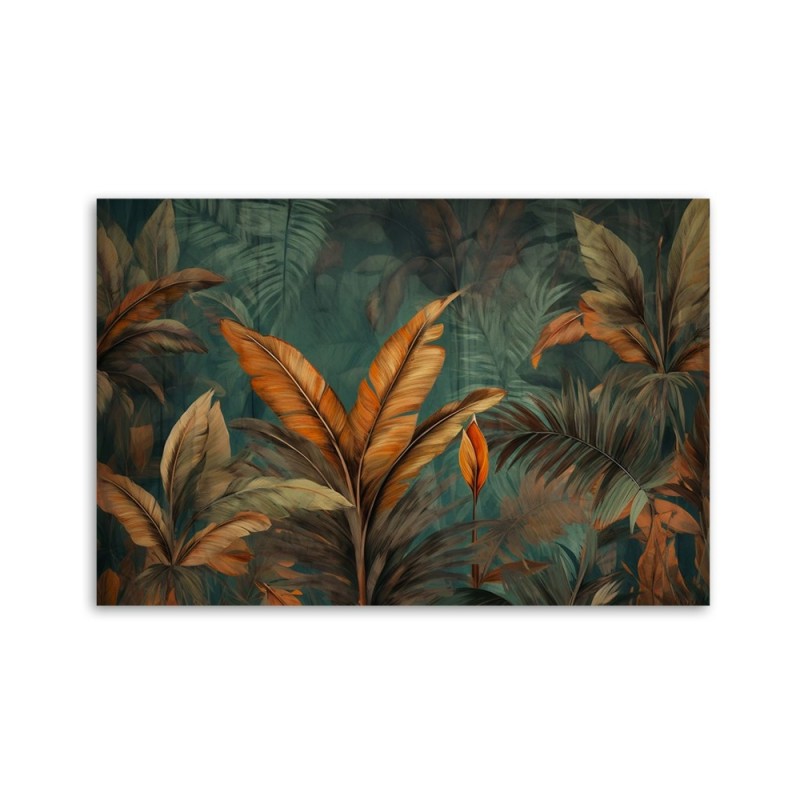 Obraz do salonu nowoczesny - Tropikalne liście kwiaty | Feeby.pl