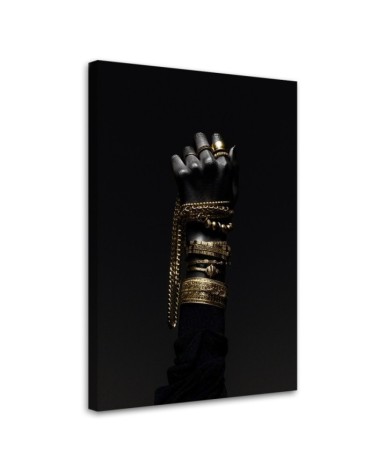 Canvas print for living room - Hand with gold jewellery | FEEBY