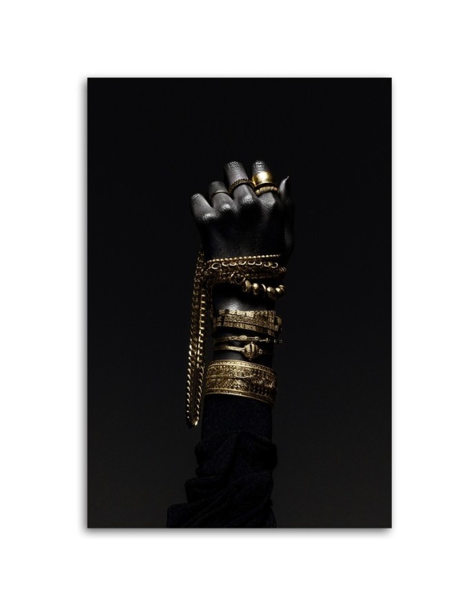 Canvas print for living room - Hand with gold jewellery | FEEBY