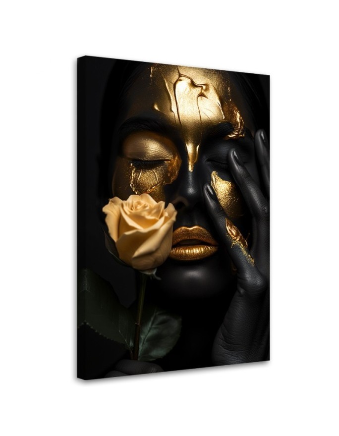 Painting for living room - Gold face of a Glamour woman | FEEBY