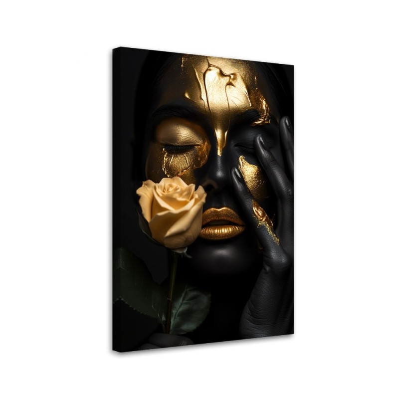 Obraz do salonu - Złota twarz kobiety Glamour | Feeby.pl