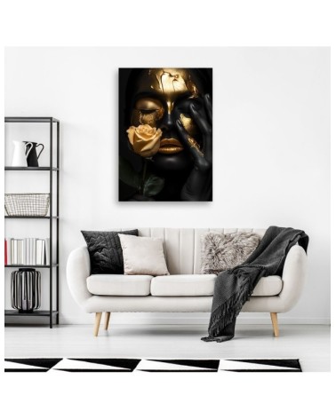 Obraz do salonu - Złota twarz kobiety Glamour | Feeby.pl