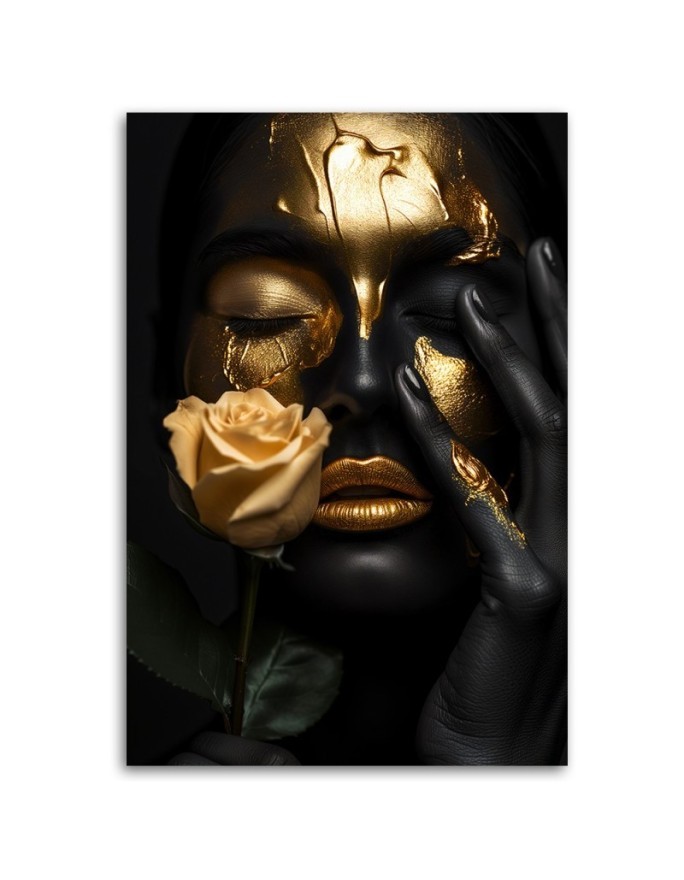 Painting for living room - Gold face of a Glamour woman | FEEBY