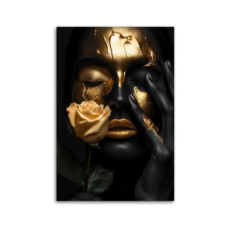 Obraz do salonu - Złota twarz kobiety Glamour | Feeby.pl