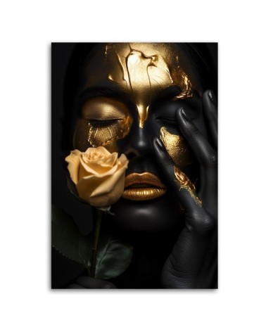 Obraz do salonu - Złota twarz kobiety Glamour | Feeby.pl
