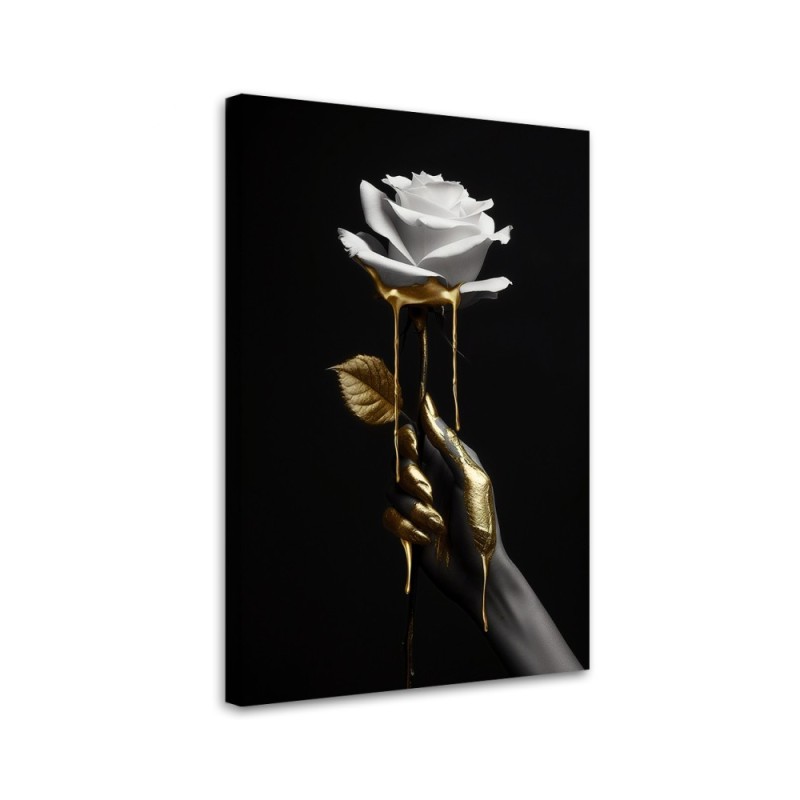 Obraz do sypialni - Róża w złocie | Feeby.pl