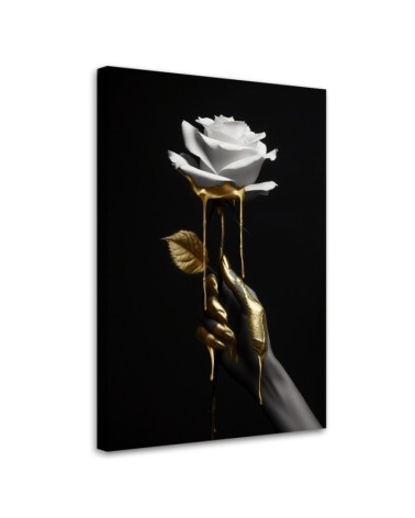 Bedroom canvas print - Rose in gold | FEEBY