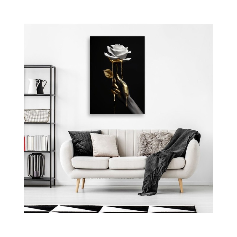 Obraz do sypialni - Róża w złocie | Feeby.pl