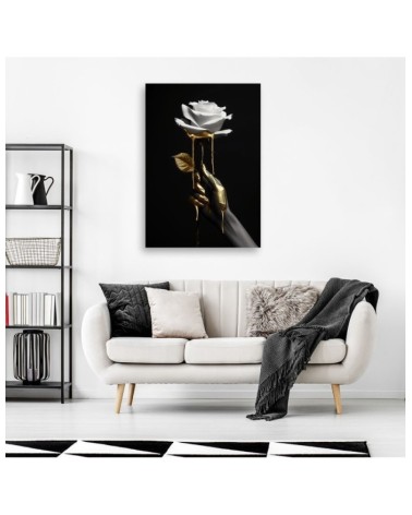 Obraz do sypialni - Róża w złocie | Feeby.pl