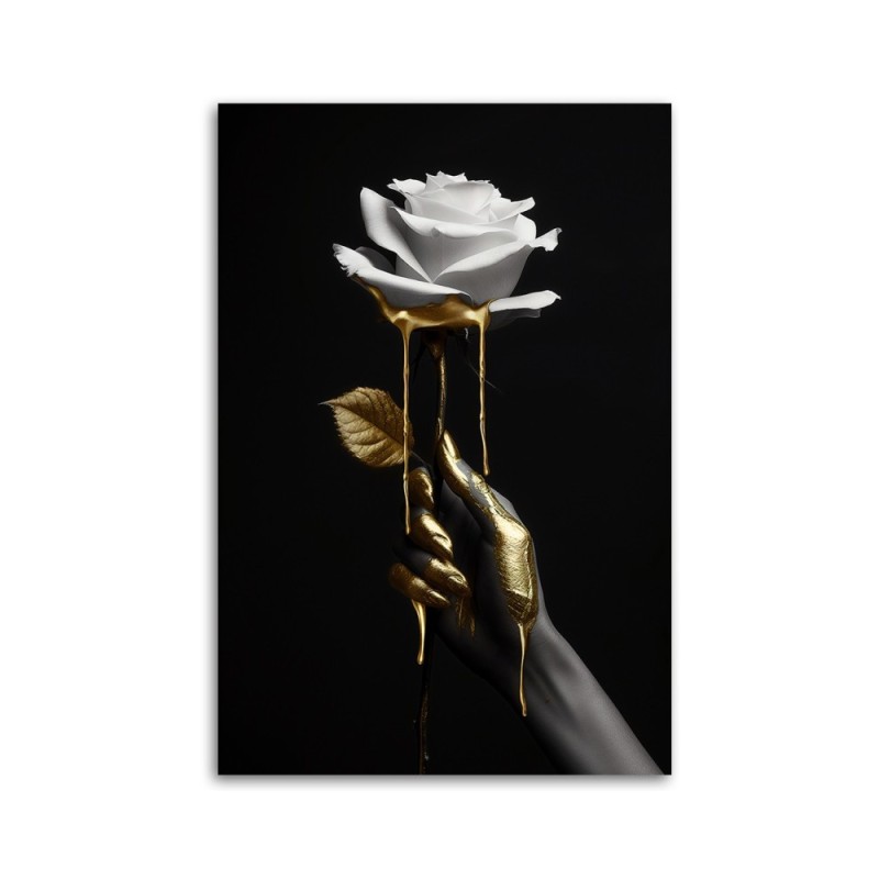 Obraz do sypialni - Róża w złocie | Feeby.pl
