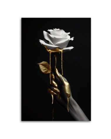 Obraz do sypialni - Róża w złocie | Feeby.pl
