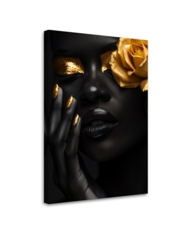 Bedroom painting on canvas - Woman Rose in Gold | FEEBY