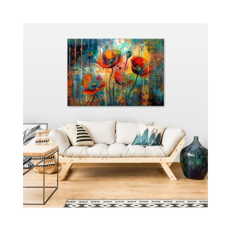 Modny obraz do salonu - Abstrakcyjne Kwiaty Maki | Feeby.pl