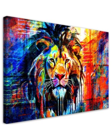 Painting for living room - Colourful Lion Abstract | FEEBY