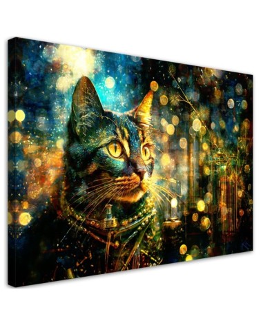 Modern canvas print - Cat on abstract background | FEEBY