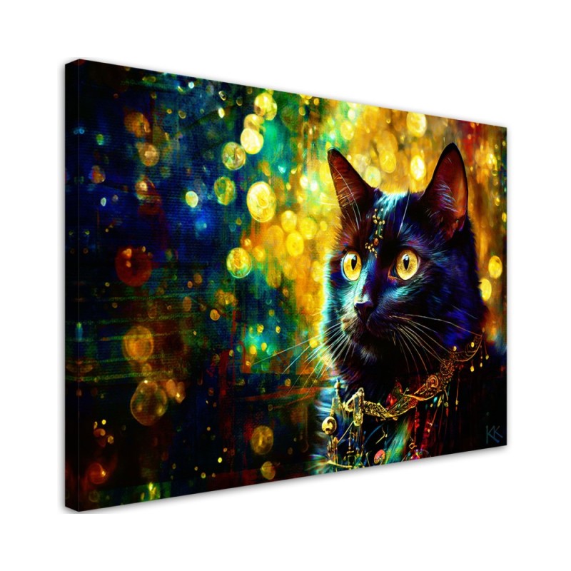 Nowoczesny obraz do salonu - Czarny Kot Abstrakcja | Feeby.pl
