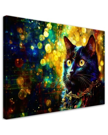 Nowoczesny obraz do salonu - Czarny Kot Abstrakcja | Feeby.pl