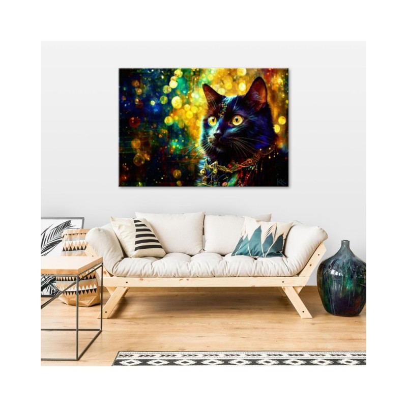 Nowoczesny obraz do salonu - Czarny Kot Abstrakcja | Feeby.pl