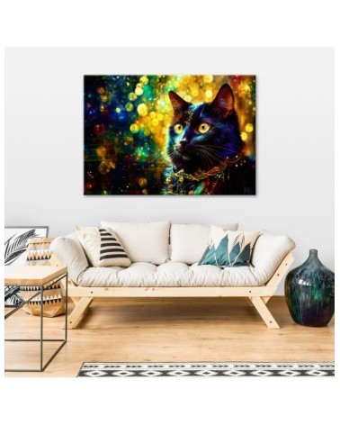 Nowoczesny obraz do salonu - Czarny Kot Abstrakcja | Feeby.pl