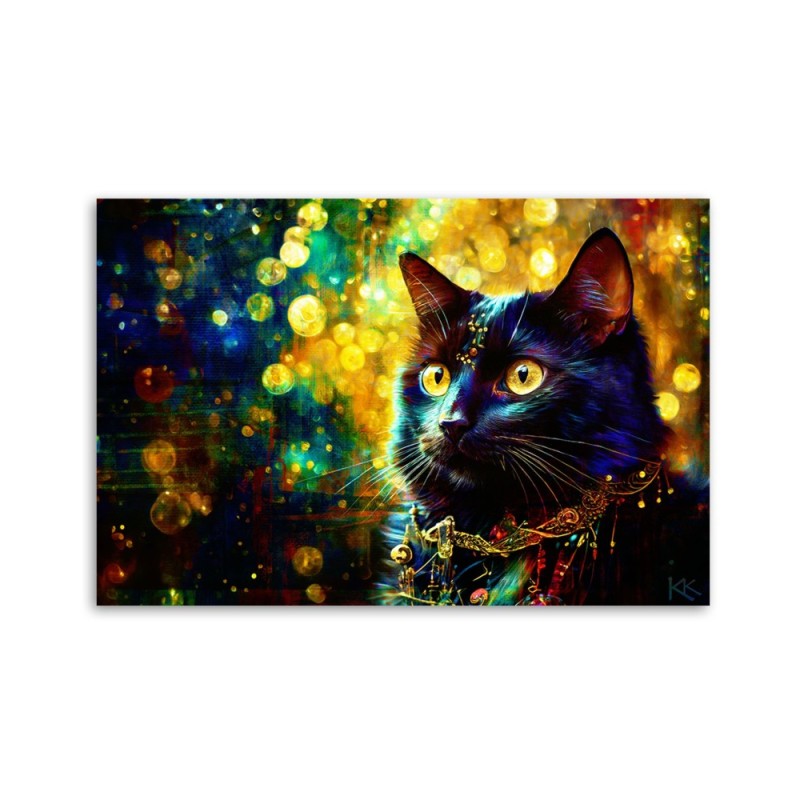 Nowoczesny obraz do salonu - Czarny Kot Abstrakcja | Feeby.pl