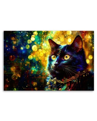Nowoczesny obraz do salonu - Czarny Kot Abstrakcja | Feeby.pl