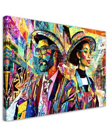 Bedroom canvas print - Woman and Man Abstraction | FEEBY