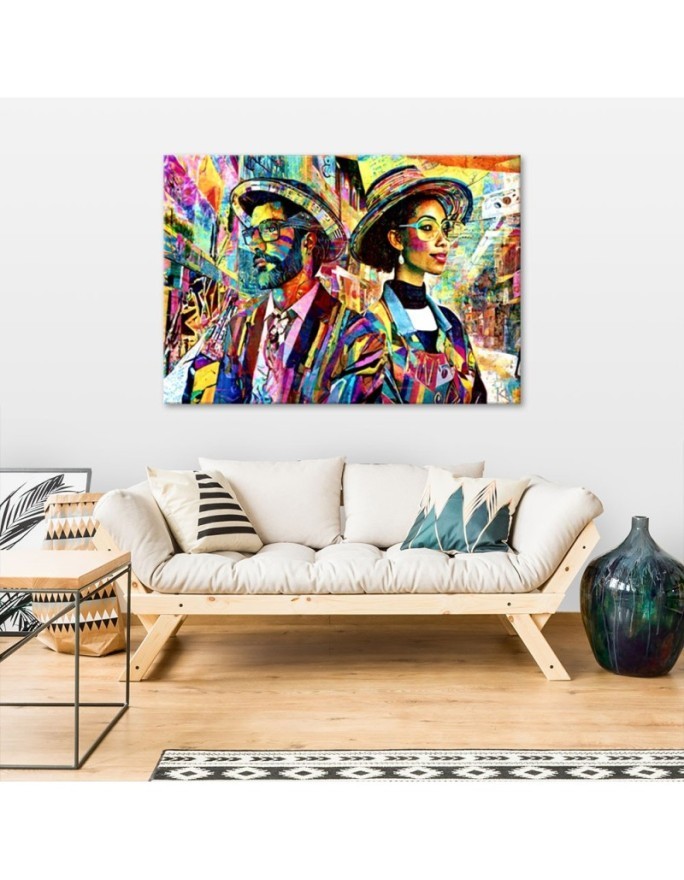 Bedroom canvas print - Woman and Man Abstraction | FEEBY
