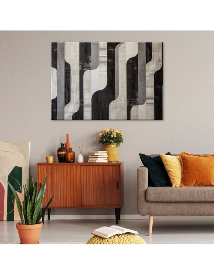 Painting for living room - Grey Retro Abstraction | FEEBY