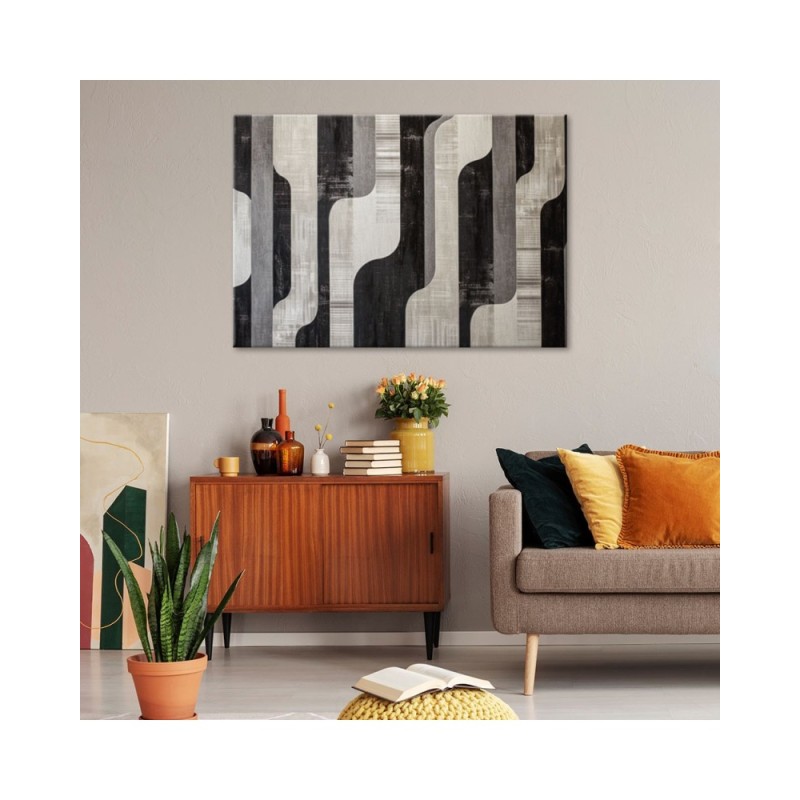 Obraz do salonu - Szara Abstrakcja Retro | Feeby.pl