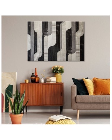 Obraz do salonu - Szara Abstrakcja Retro | Feeby.pl