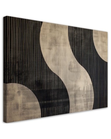 Bedroom canvas print - Beige Retro Abstraction | FEEBY