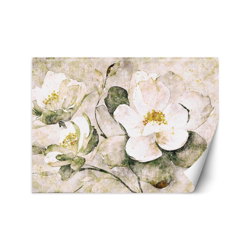 Wall mural for bedroom - White flowers nature | FEEBY