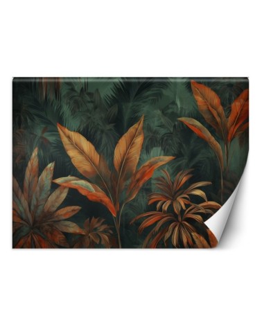 Modern wall mural - Orange tropical leaves | FEEBY