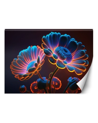 Unique wall mural - Neon flowers | FEEBY