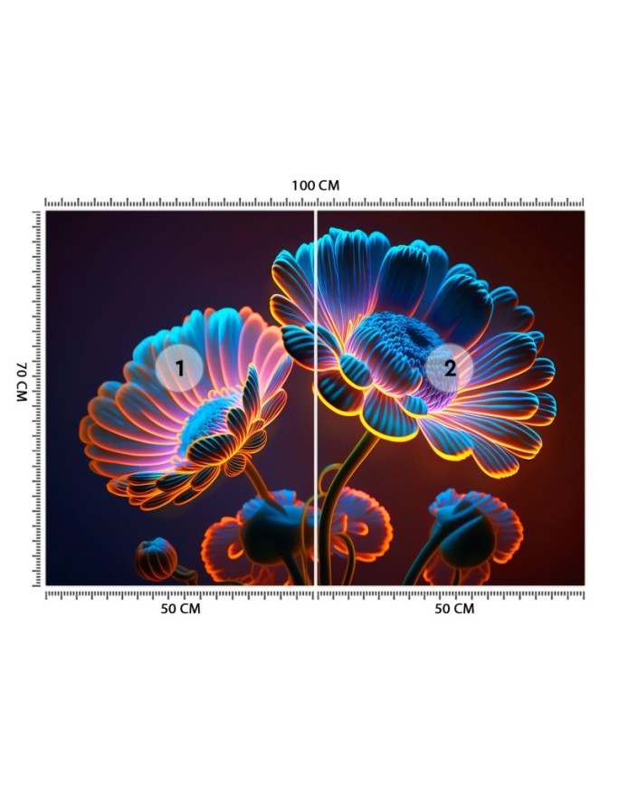 Unique wall mural - Neon flowers | FEEBY