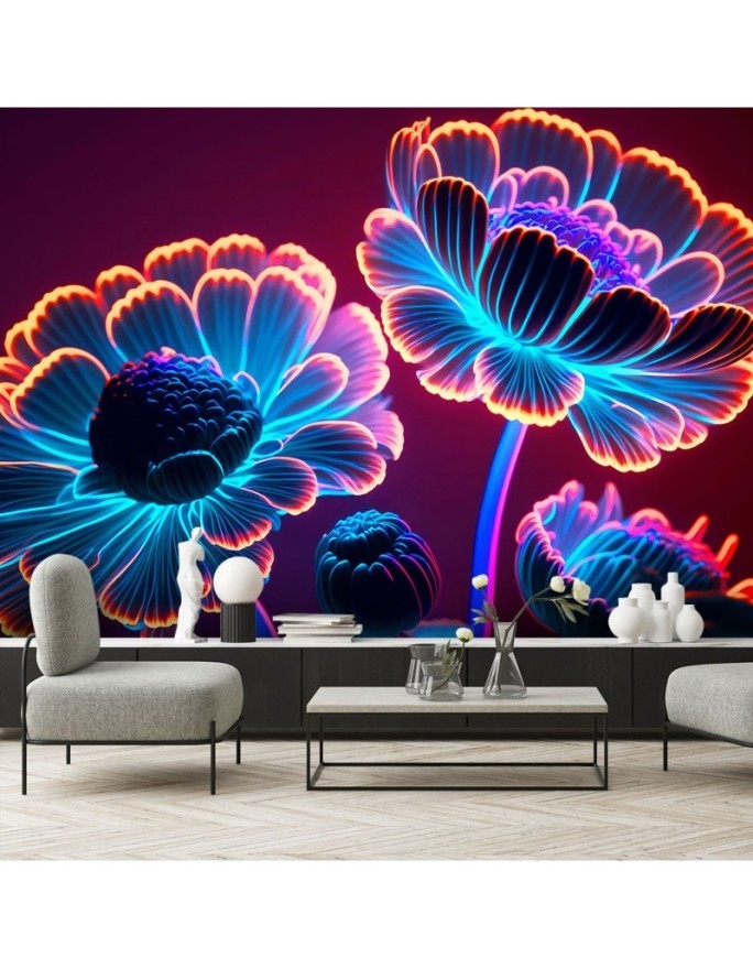Fashionable wallpaper - Neon flowers buds | FEEBY