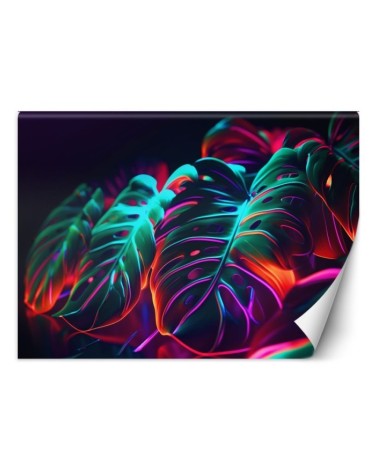 Modern wallpaper - Monstera leaves in futuristic style | FEEBY