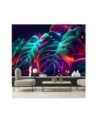 Modern wallpaper - Monstera leaves in futuristic style | FEEBY