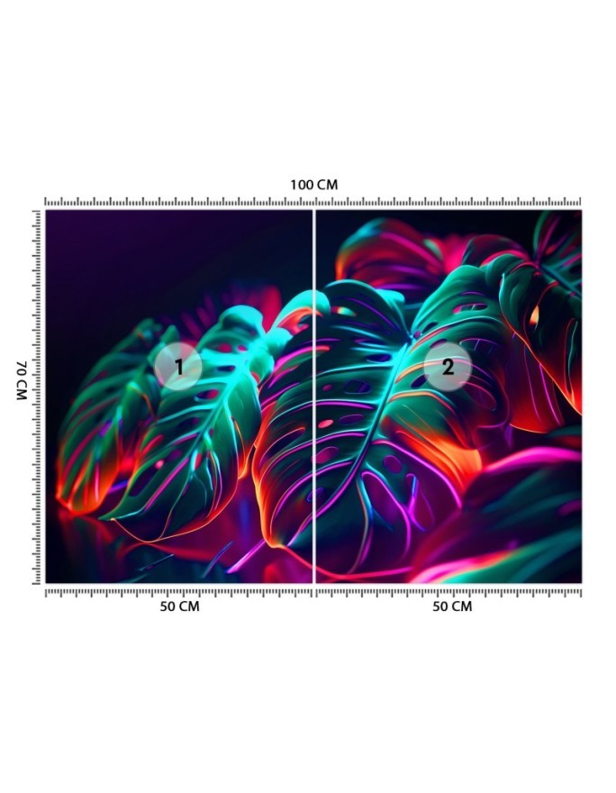 Modern wallpaper - Monstera leaves in futuristic style | FEEBY