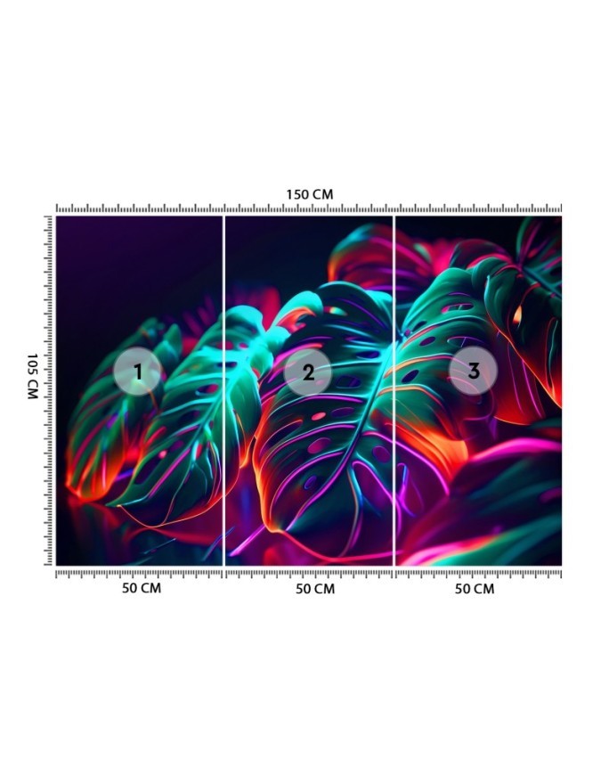 Modern wallpaper - Monstera leaves in futuristic style | FEEBY
