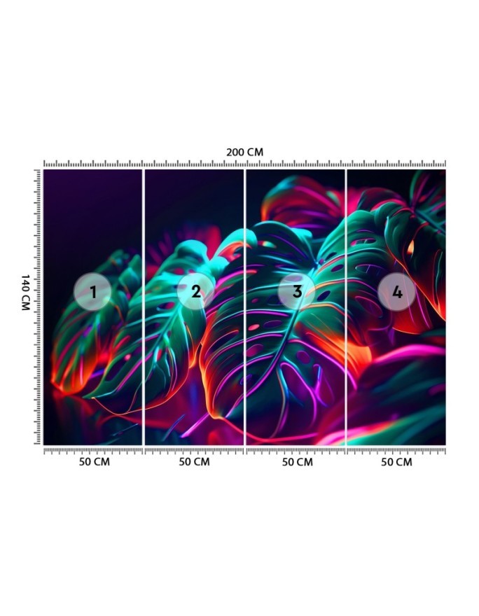 Modern wallpaper - Monstera leaves in futuristic style | FEEBY