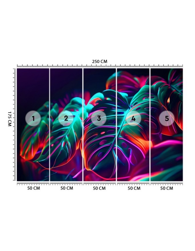 Modern wallpaper - Monstera leaves in futuristic style | FEEBY