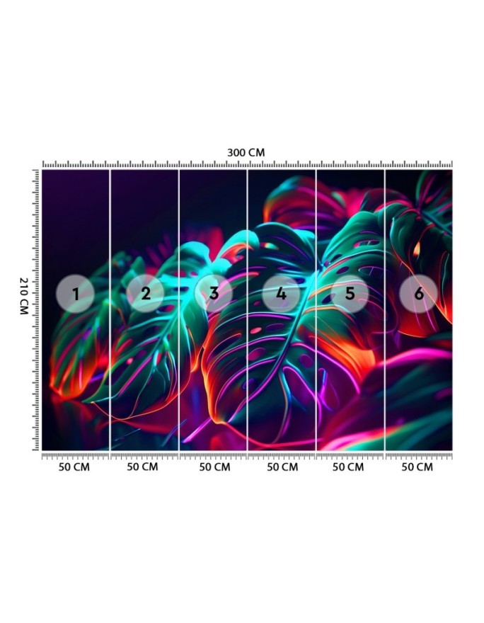 Modern wallpaper - Monstera leaves in futuristic style | FEEBY